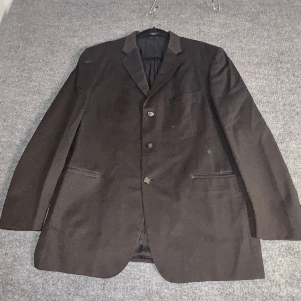 Burberry London Wool Blazer Jacket Mens 44 REG Dark Brown Made in USA